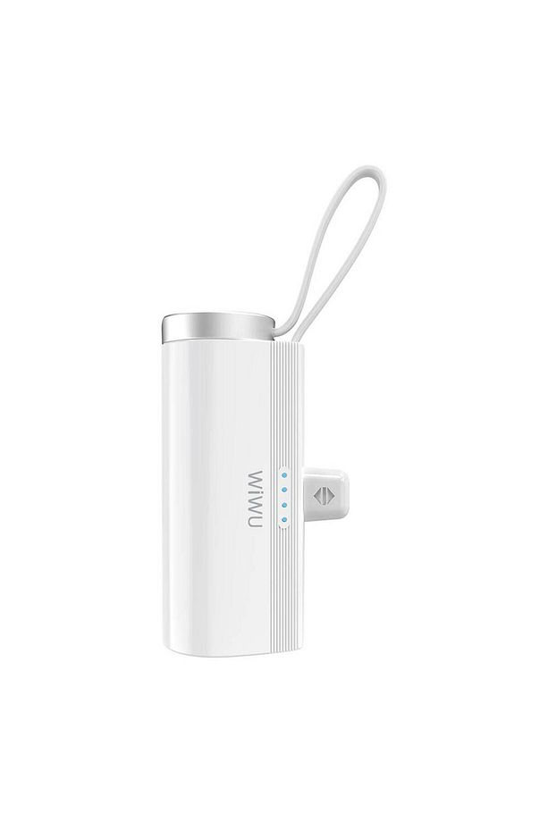 Mini Powerbank Type-C PD Wiwu Wi-W026 Capsule Serisi 2in1 Taşınabilir Standlı Askılı 5000mAh Beyaz - 1