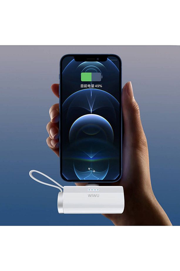 Mini Powerbank Type-C PD Wiwu Wi-W026 Capsule Serisi 2in1 Taşınabilir Standlı Askılı 5000mAh Beyaz - 2