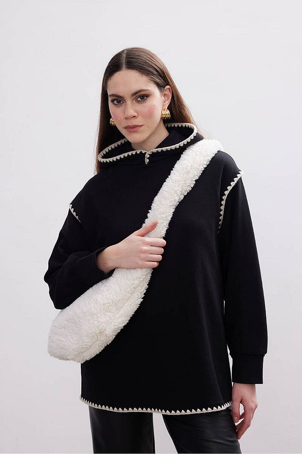 EKRU PELUŞ ÇANTA - 6