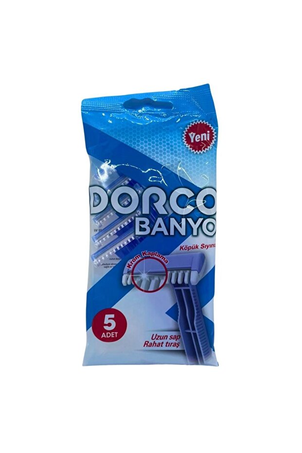 5-Piece Long Handle Bath Razor Set - Chrome Plated and Foam Skimmer - 1