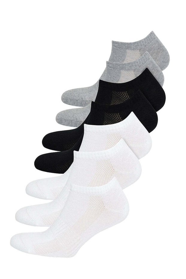 Set of 7 Black, White and Gray Cotton Blend Ankle-Length Women's Socks Ankle