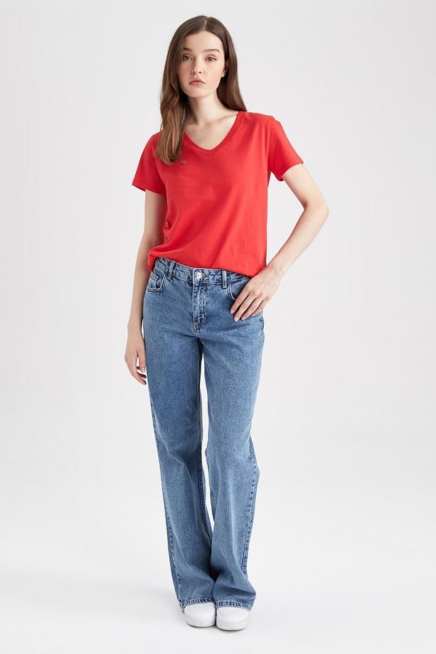 Regular Fit V Yaka Kısa Kollu %100 Pamuk Tişört M9545az23sp - 2