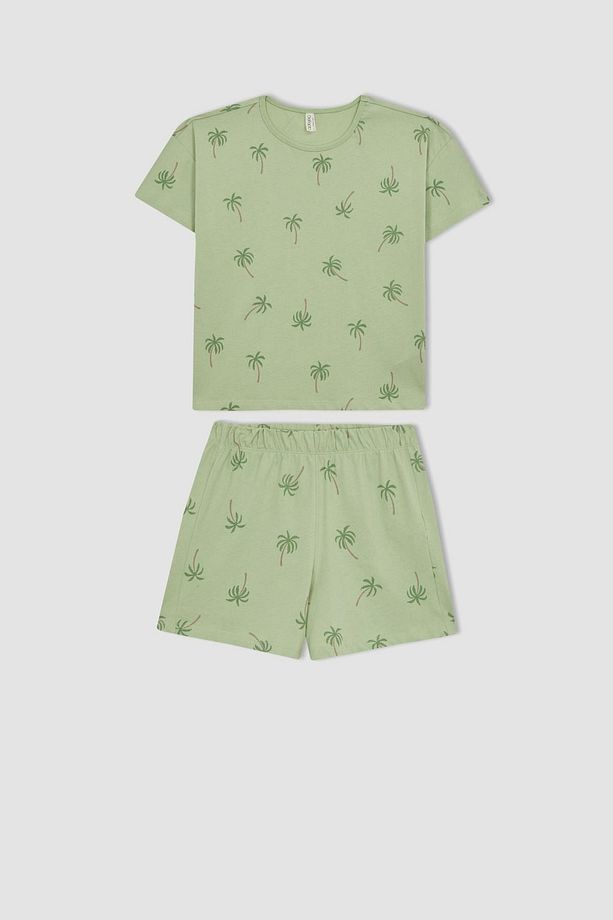 Kız Çocuk Desenli Kısa Kollu Şortlu Pijama Takımı B0813a823sm - 1