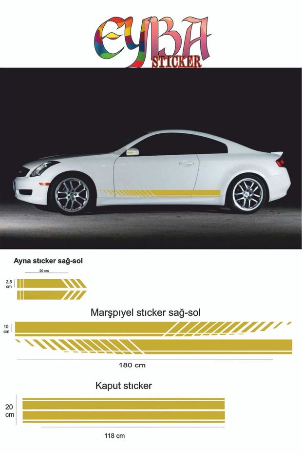 Marşpiyel,hood,side Mirror Auto Sticker - Car Sticker - 5 Pieces - 180x10 Cm,90x20cm,20x2,5cm Sport 3
