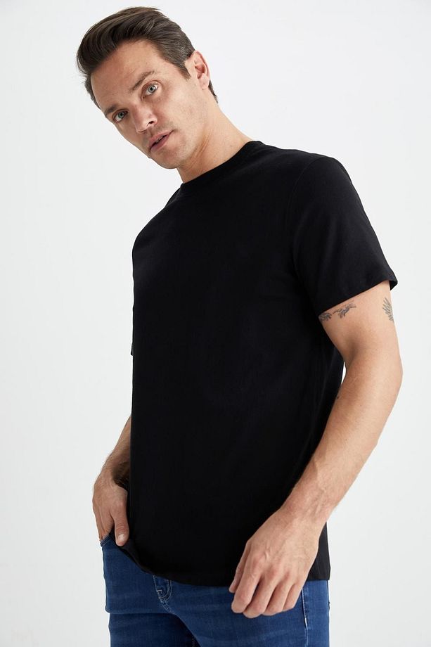 New Regular Fit Bisiklet Yaka Basic Kısa Kollu %100 Pamuk Tişört - 3
