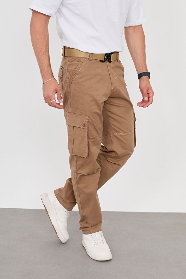Relaxed Fit Men's Cargo Pants Lycra Gabardine Fabric New Season
