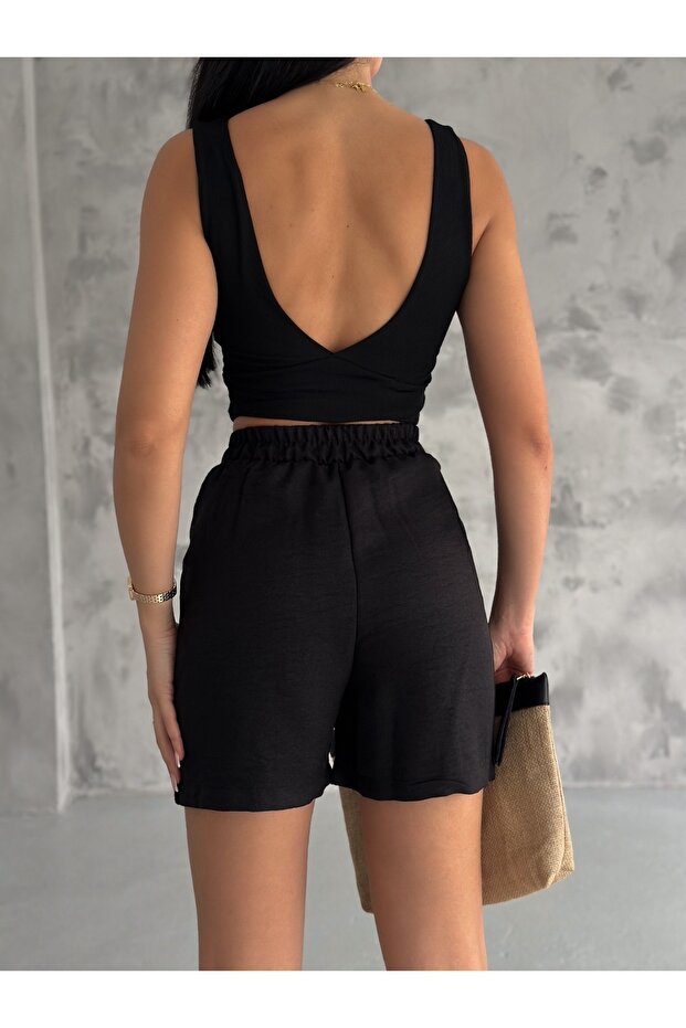 Kadın Şehir Boy Keten Şort - 2