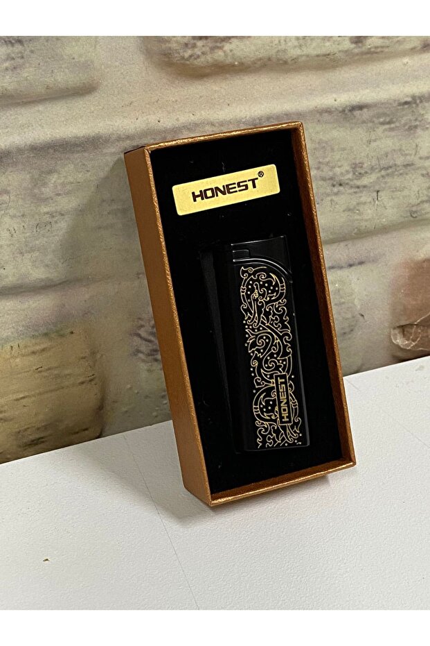 Siyah Sarı Desenli Tek İnce Ateşlemeli Gazlı Kişiye Özel Çakmak - 4