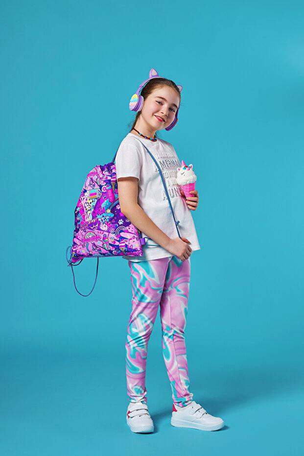 Graffiti Patterned Drawstring Drawstring Children's Backpack - 12648 - 2