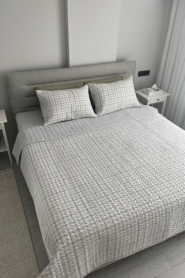 Tek Kişilik Kapitone Yatak Örtüsü Seti – 160x230 Cm – Yastık Kılıflı, Wind Modeli, Kolay Yıkanabilir - 1