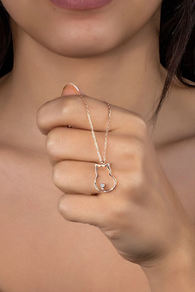 Gümüş Kedi Kolye - 1