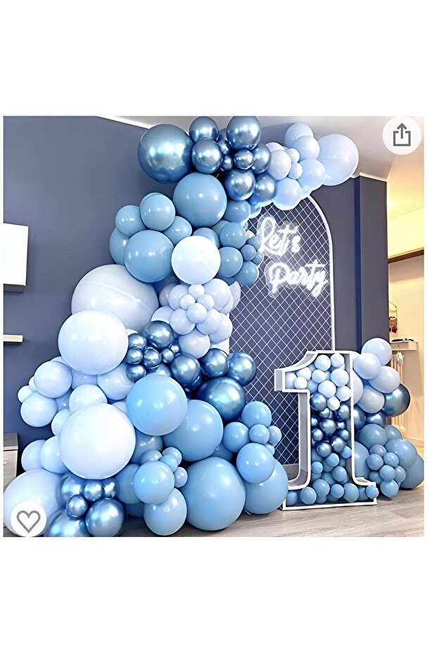 My Party Set^^ Blue Chrome* Deep Ocean* Macaron Blue 100 Balloon Set