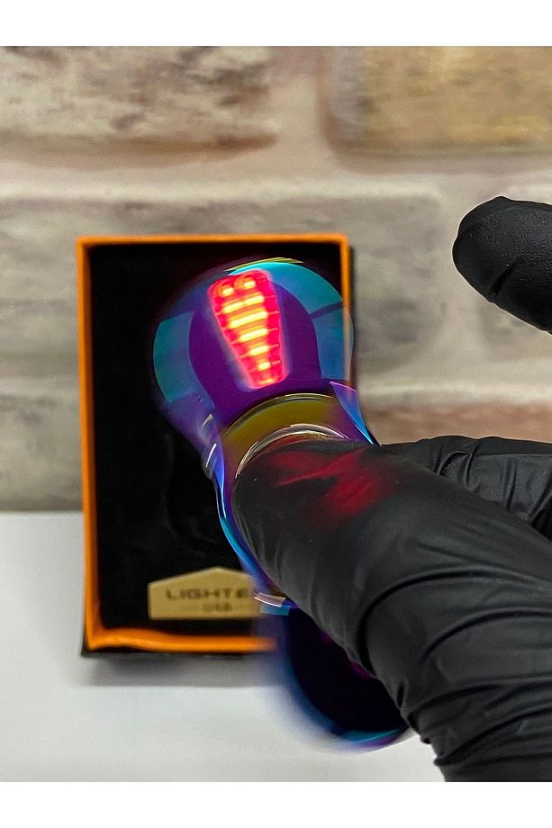 Ledli Özel Üretim Usb Şarjlı Stres Çark Gökkuşağı Çakmak - 8