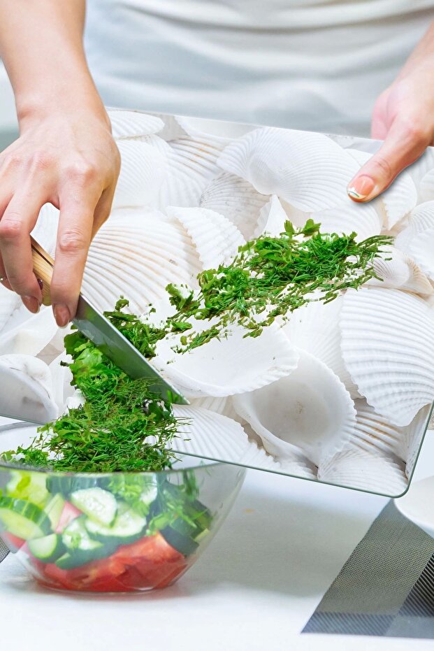 لوح تقطيع زجاجي بنمط الصدف - 20x30 سم - 4