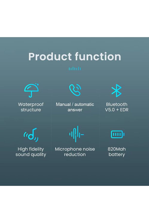 BT22 Motosiklet Kask Bluetooth Kulaklığı 5.0 Wireless Konuşma İntercom Su Geçirmez Gürüntü Engelleme - 5