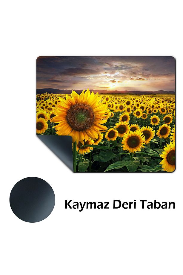Mause Pad ve Bardak Altlığı Takımı . Ayçiçeği Desenli (Fare)Mause Pad ve Bardak Altlığı - 6