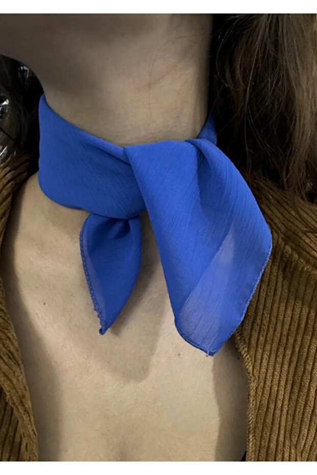 Şifon Fular Saks Mavi - 2