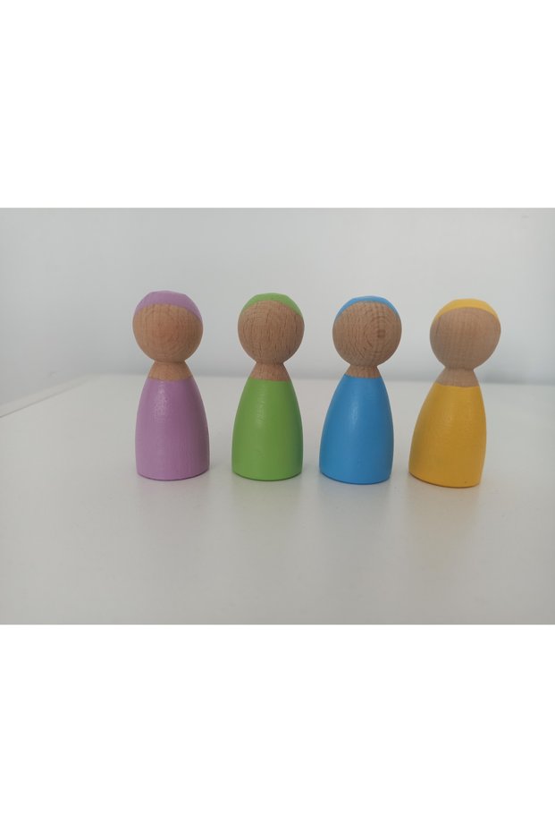 Wooden Toy Pegbebek Colorful Pegdoll - Set of 4 Pegs - 1