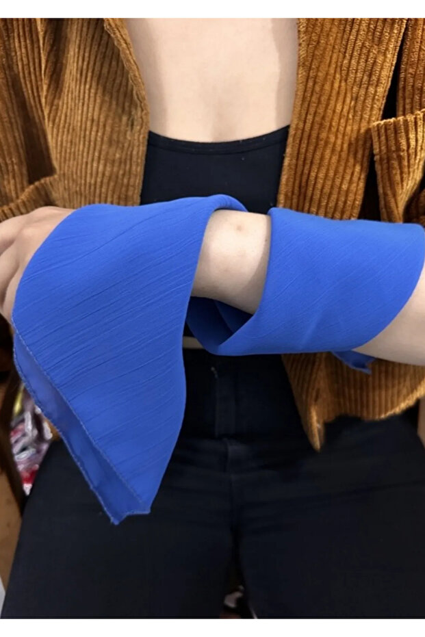 Şifon Fular Saks Mavi - 1