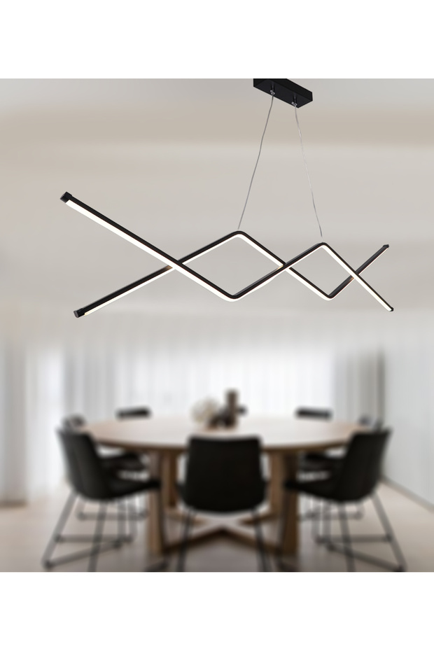 TT039-SY TT Aydınlatma Zikzak Masa Üstü Modeli Siyah ( Sarı Işık ) Led Avize - 3