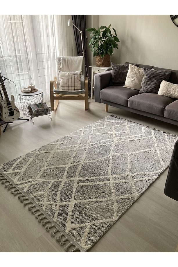 Carpetde Yeni Nesil Random Yumuşak Sık Bukle Dokuma Microfiber Gri Halı - 3