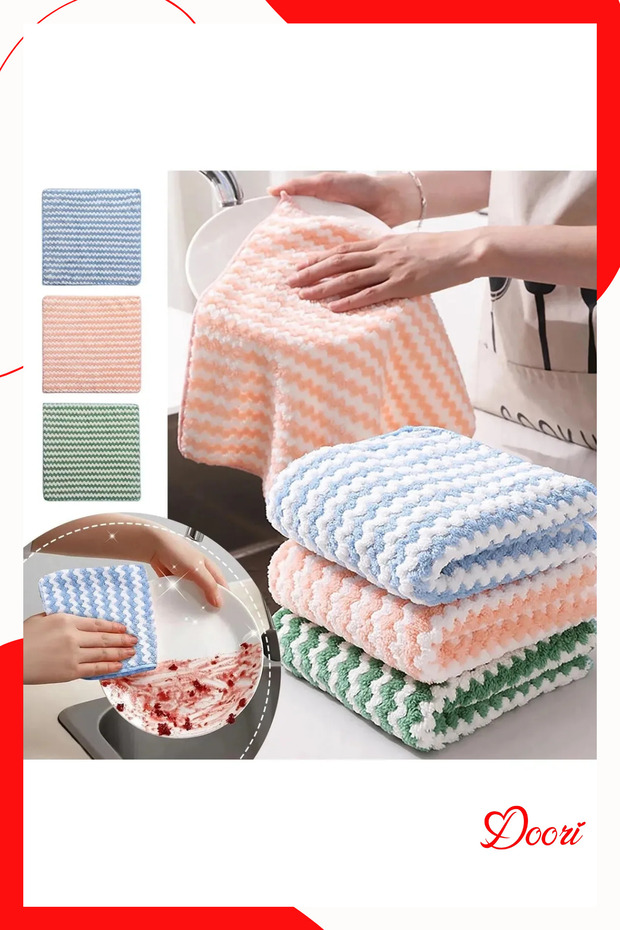 Microfiber Cleaning Cloth Velvet Dish Towels Kitchen Reinigung Cloths 3 pcs 30x30cm