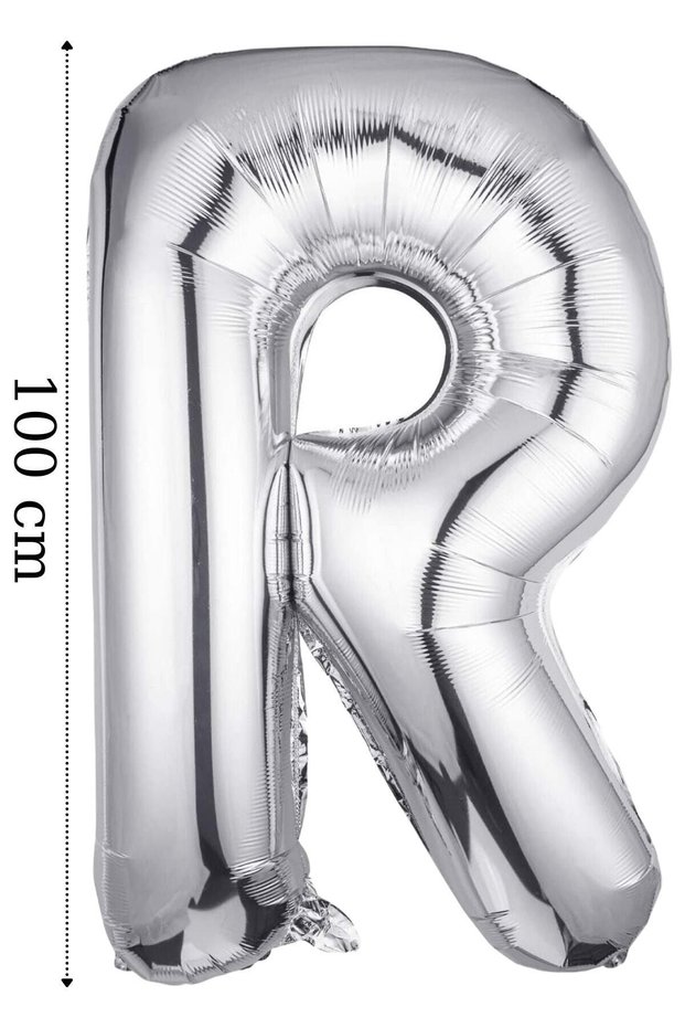Foil Balloon Letter R Helium Balloon 100 cm Silver Color - Letter R Balloon - Letter Foil Balloon - Letter R Balloon