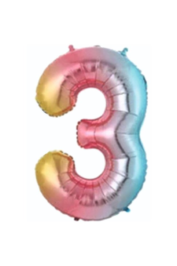 Foil Balloon Number 3 Unicorn Helium 76 cm Rainbow Color - 3 Year Old Balloon Birthday Decorations - Birthday Ornament