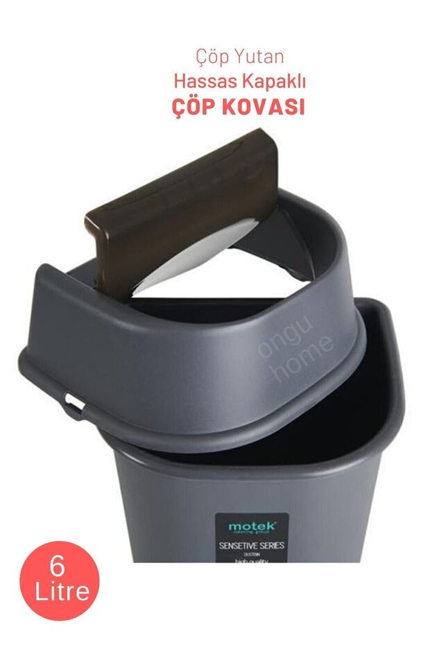 Hassas Kapaklı Çöp Kovası Çöp Yut Mutfak Tezgah Üstü Çöp Kutusu ( 6lt ) - 2