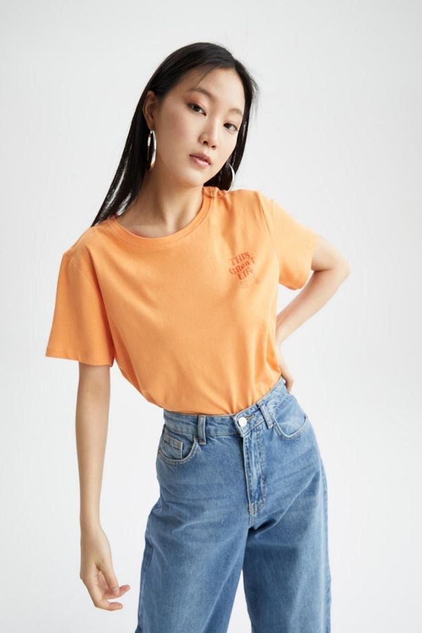 Regular Fit Bisiklet Yaka Baskılı Kısa Kollu Tişört X0244az22sm - 3