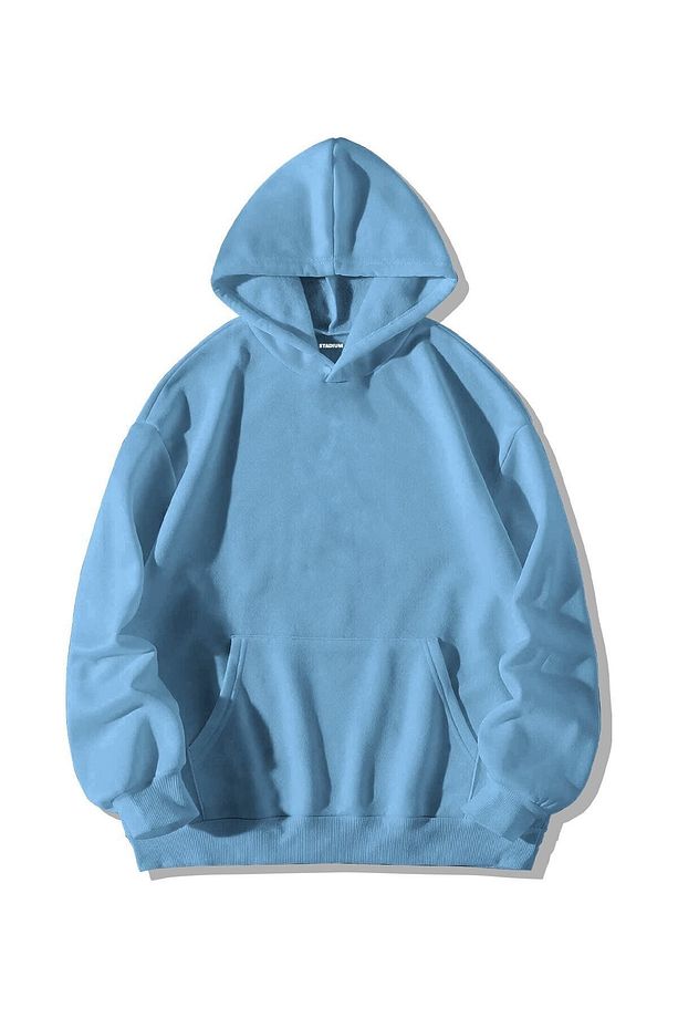 Bebe Mavisi Unisex Oversize Kapüşonlu Kanguru Cepli Washed Up In Paradise Baskılı Sweatshirt Hoodie - 2