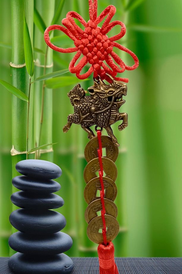 Feng Shui Şans ve Bereket Beşli Set Bagua Ayna Para Dragon ve Maneki Neko - 4
