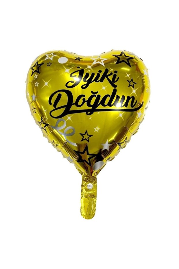 Gold Happy Birthday Heart Balloon - 18 Inch (45 CM) - Heart Balloon - Party Material - Gold Heart Balloon
