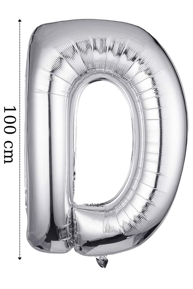 Foil Balloon Letter D Helium Balloon 100 cm Silver Color - Letter D Balloon - Letter Foil Balloon - Letter D Balloon