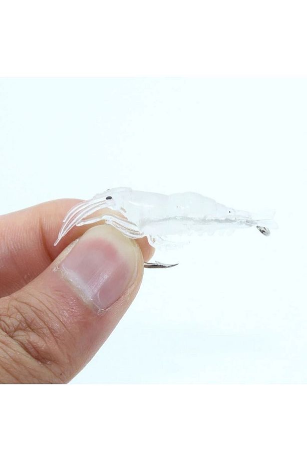 10 Adet - 4 Cm Jig Kancalı Silikon Yumuşak Sahte Karides - 2