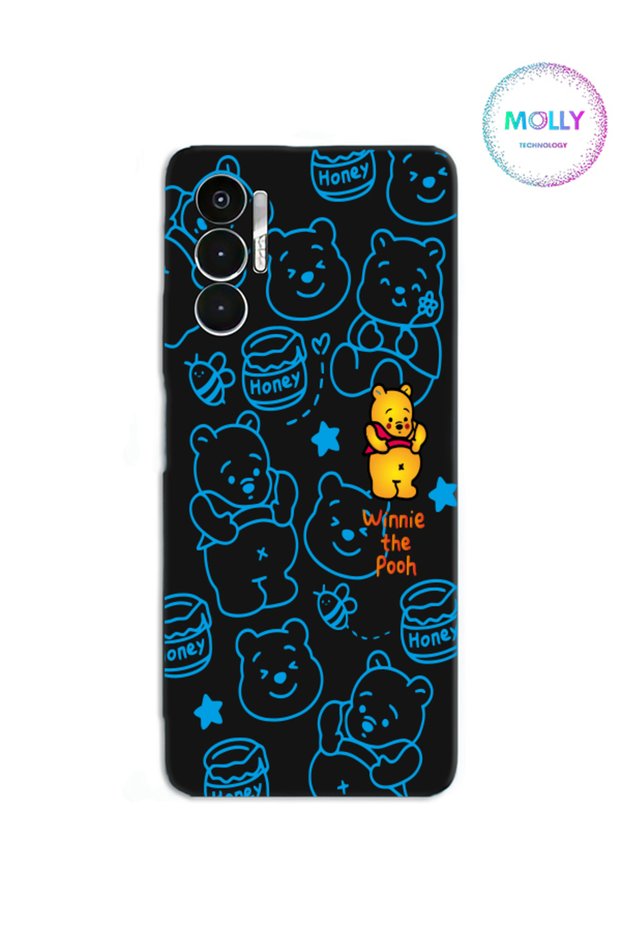 Black Winnie Pattern Silicone Case for Tecno Pova 3