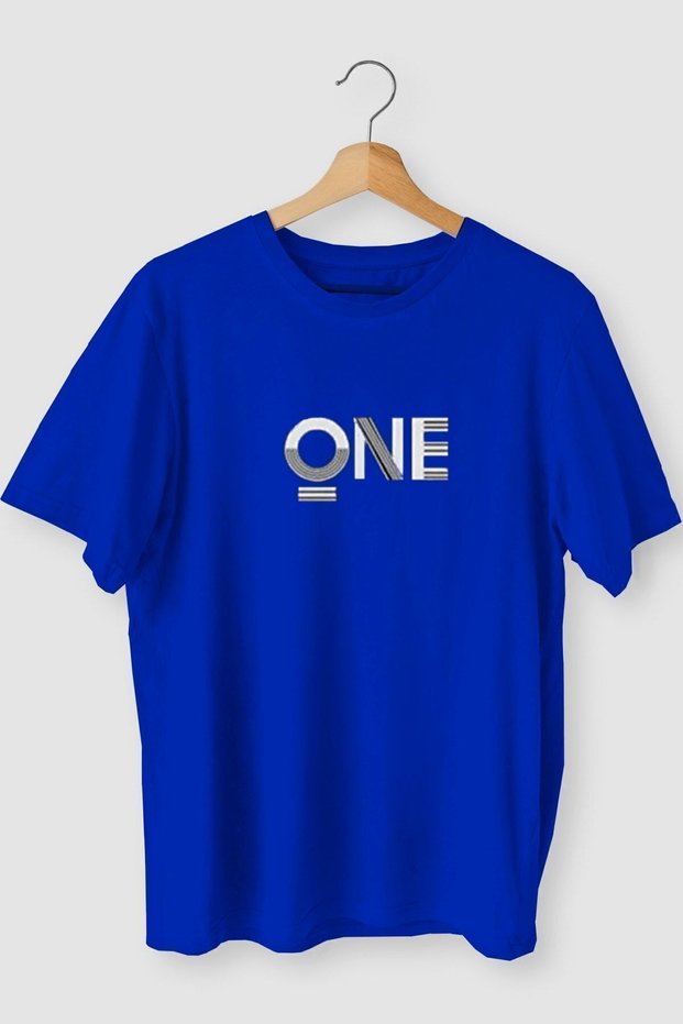 Griland Oversize One Printed Cobalt Blue Color Tshirt