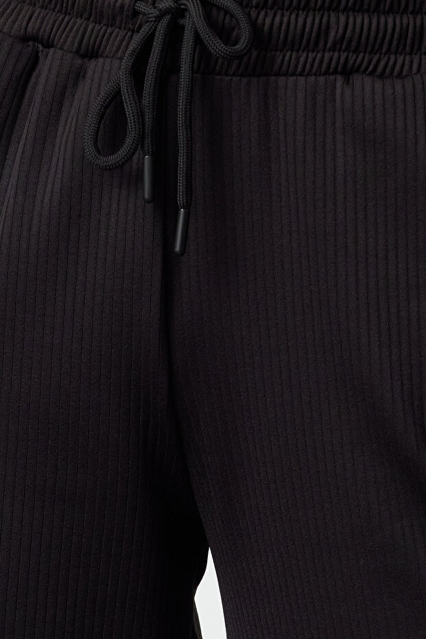 Siyah Wide Leg Fitilli Esnek Pantolon TWOAW25PL00008 - 4