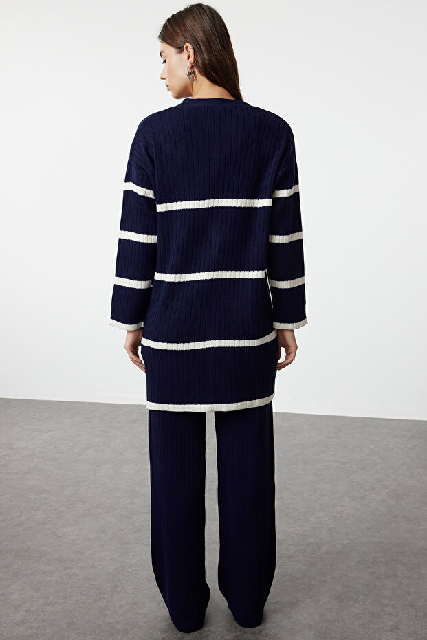 Granatowy, dzianinowy sweterek-spodnie Roving Zestaw dół-góra TCTAW24US00033 - 5