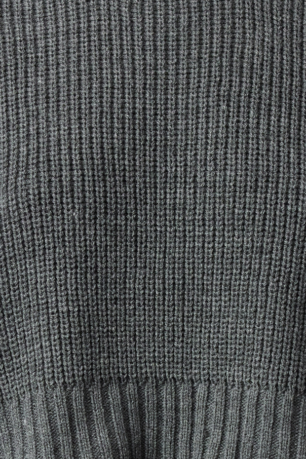 Antrasit Crop Bisiklet Yaka Triko Süveter TWOAW24SV00005 - 4