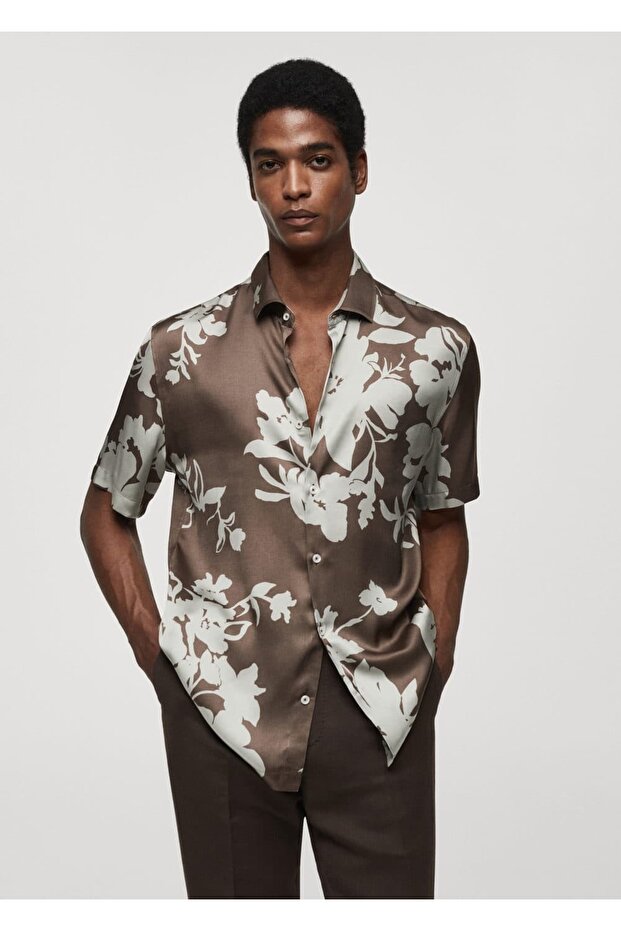 Çiçekli dökümlü gömlek - 1