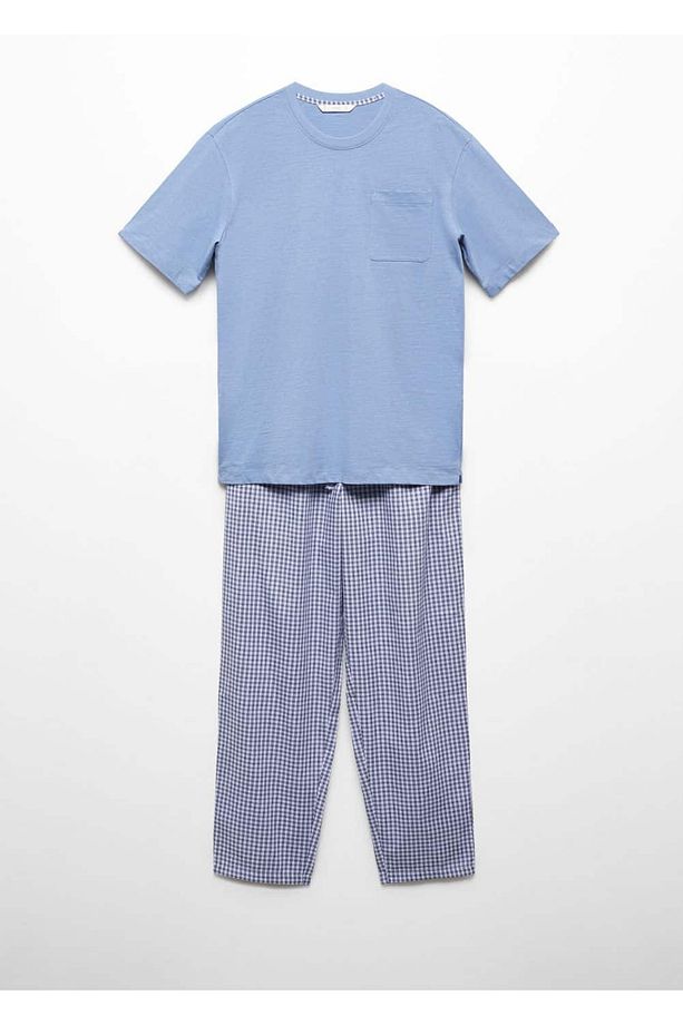 Kareli pamuklu pijama takımı - 3