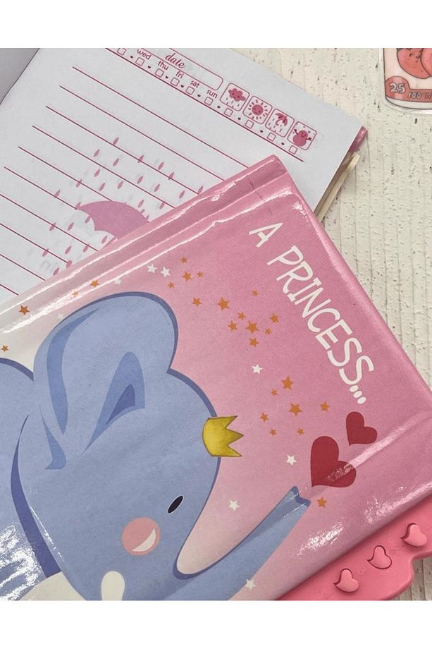 Sevimli Fil Desenli Şifreli Özel Tasarım Defter/ Notebook / Ajanda / Bullet Journal - 5