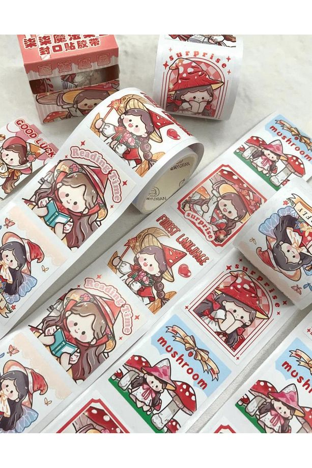 Sevimli Kırmızı Şapkalı Kız Tek Tek Çıkartmalı Washi Bant / Sticker /Çıkartma/Bullet Journal/Defter - 3