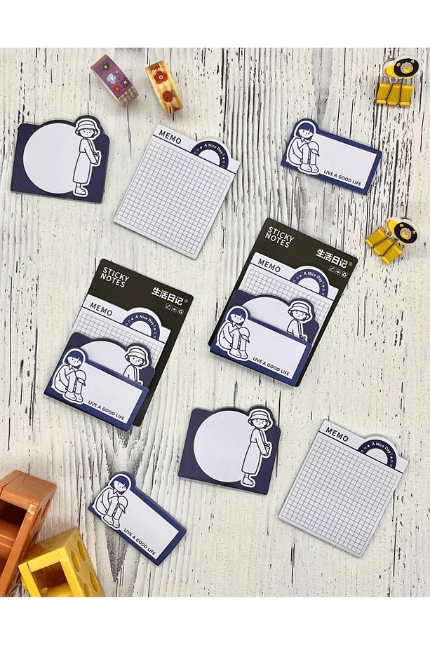 3 Parça Farklı Boyutlarda Mavi Sticky Note Set / Post-it / Bloknot / Not Kağıdı - 2
