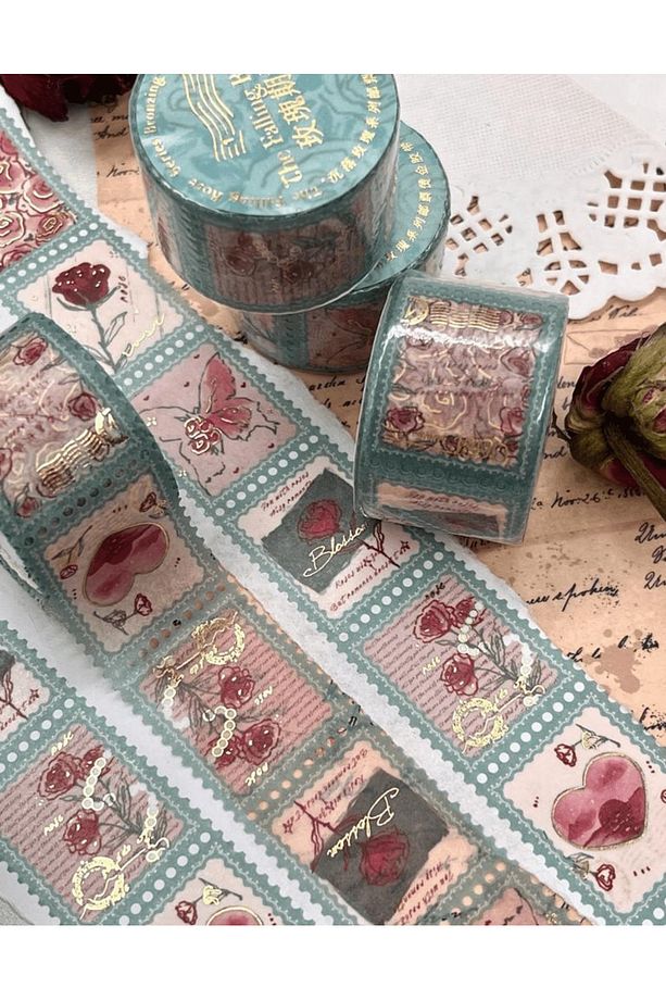 The Falling Rose Yeşil Tek Tek Çıkartmalı Washi Bant / Sticker / Çıkartma/Bullet Journal - 5