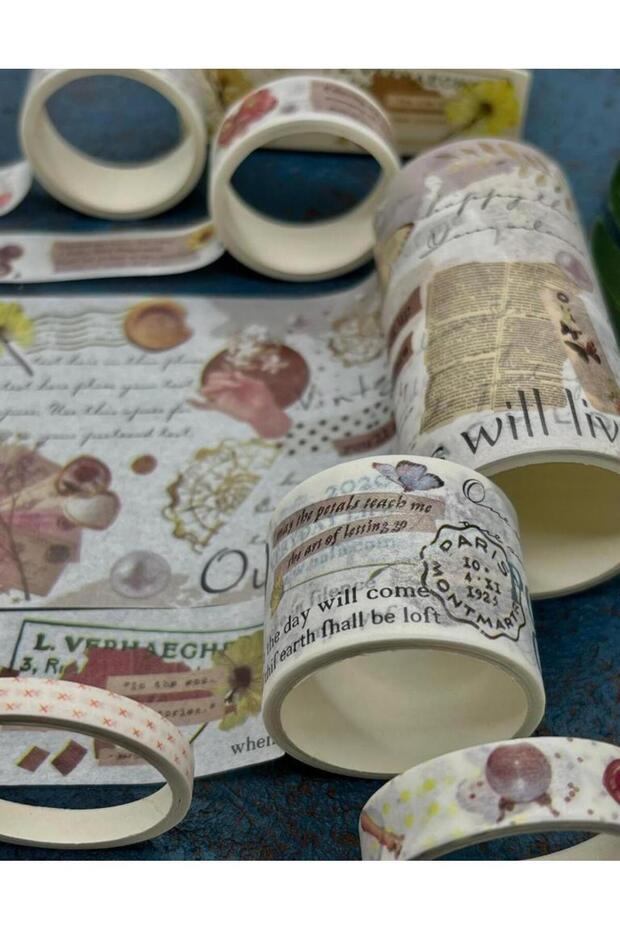 Soft Bahar Çiçekleri Temalı 6'lı Washi Bant Set(6*2m)/ Washi Tape/Masking Tape/Desenli Bant - 4
