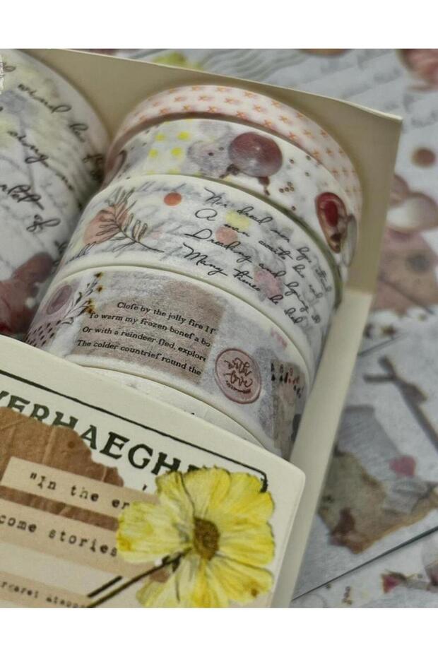 Soft Bahar Çiçekleri Temalı 6'lı Washi Bant Set(6*2m)/ Washi Tape/Masking Tape/Desenli Bant - 2