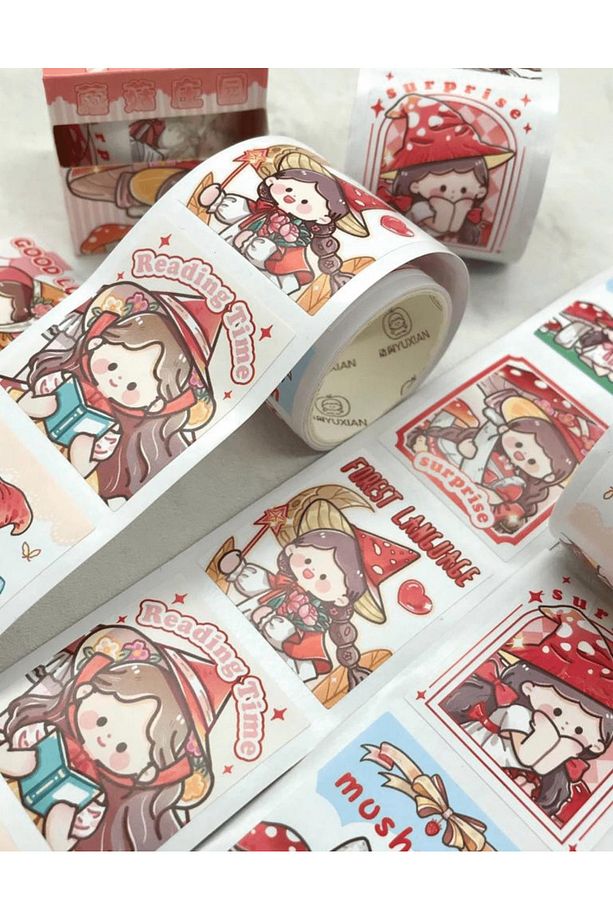 Sevimli Kırmızı Şapkalı Kız Tek Tek Çıkartmalı Washi Bant / Sticker /Çıkartma/Bullet Journal/Defter - 6