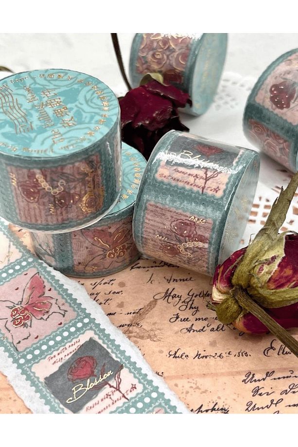 The Falling Rose Yeşil Tek Tek Çıkartmalı Washi Bant / Sticker / Çıkartma/Bullet Journal - 6